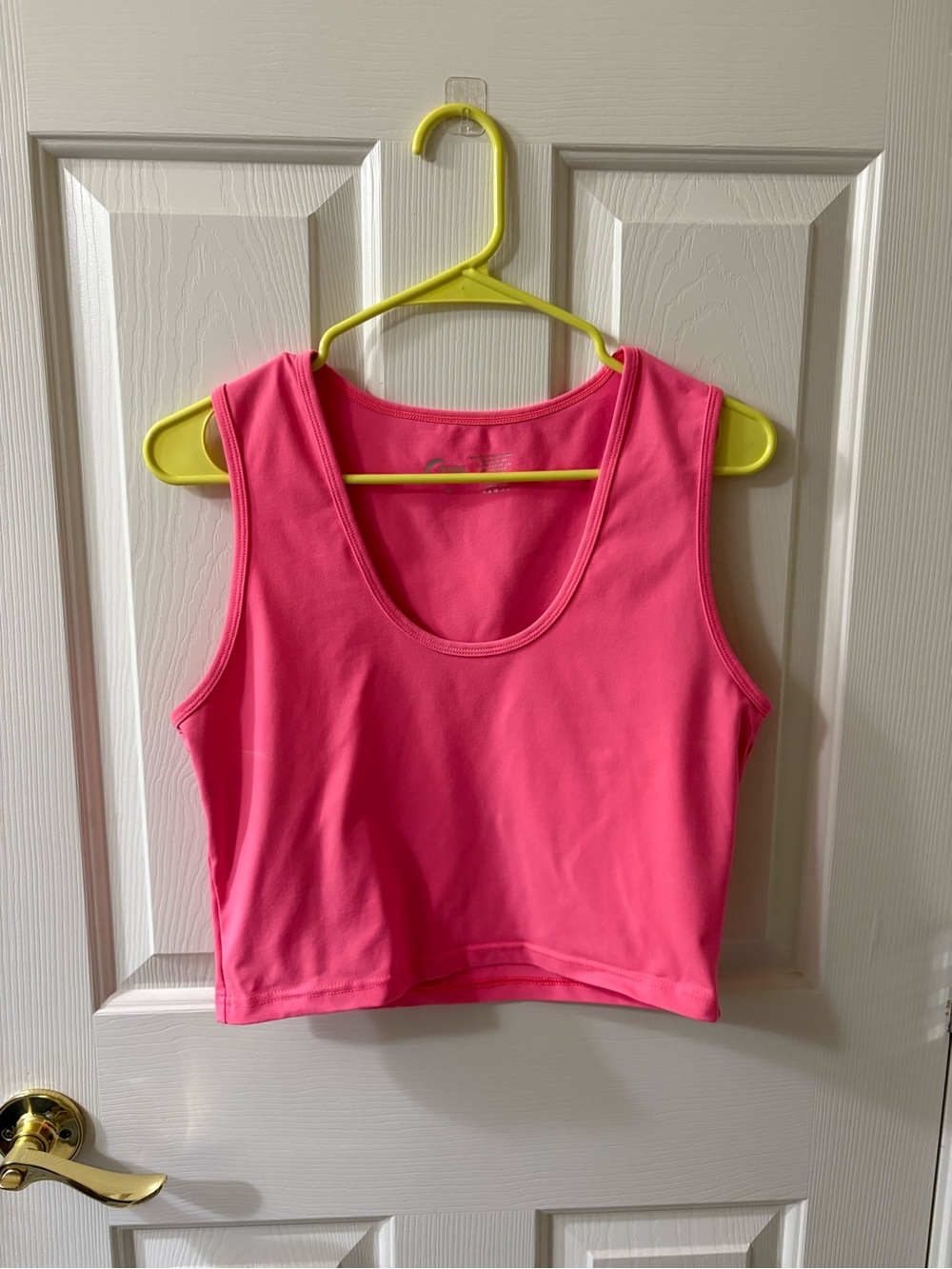 Bright Pink Scoop Neck Crop Tank